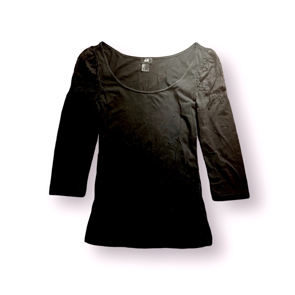 H&M Three-Quarter Sleeve Black Top